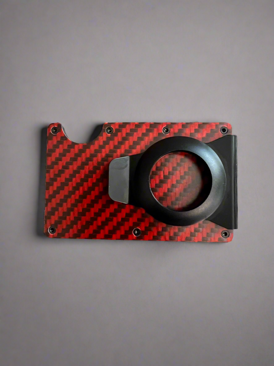 10MM WRENCH KEYCHAIN NEO CHROME + RED CARBON WALLET